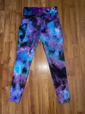 POP Fit Purple, Blue & Black Tie-Dye Leggings